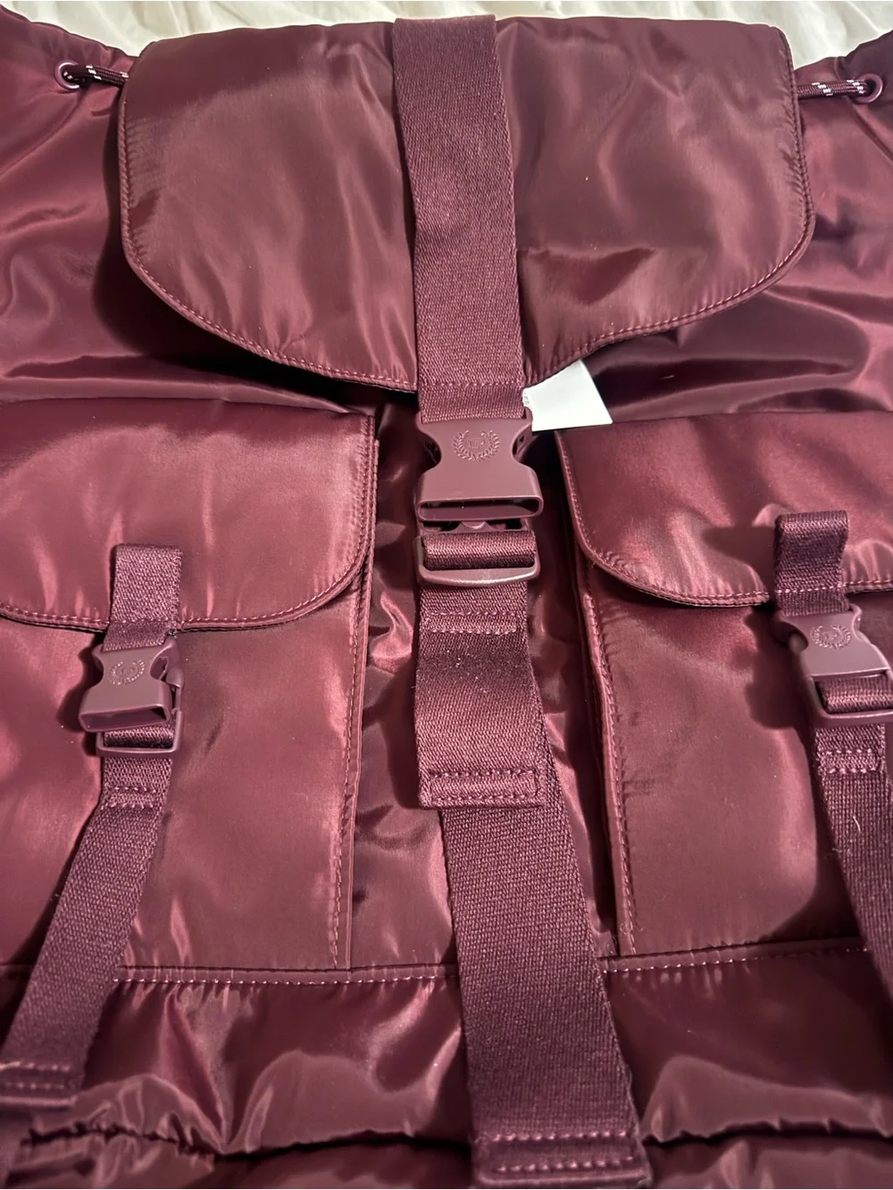 PINK Victoria's Secret Kids Burgundy Puffer Jacket with Utility Buckles
